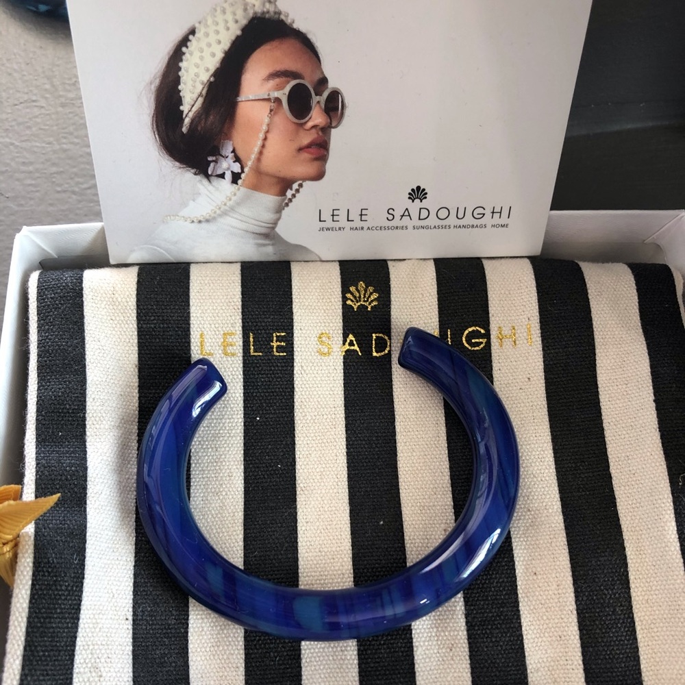 Lele Sadoughi blue resin bracelet cuff NWT